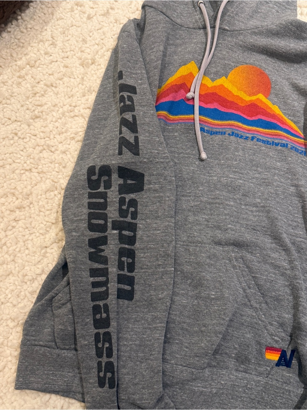 Aviator Nation Gray Hoodie with Rainbow Mountain Graphic - Picture 4 of 6
